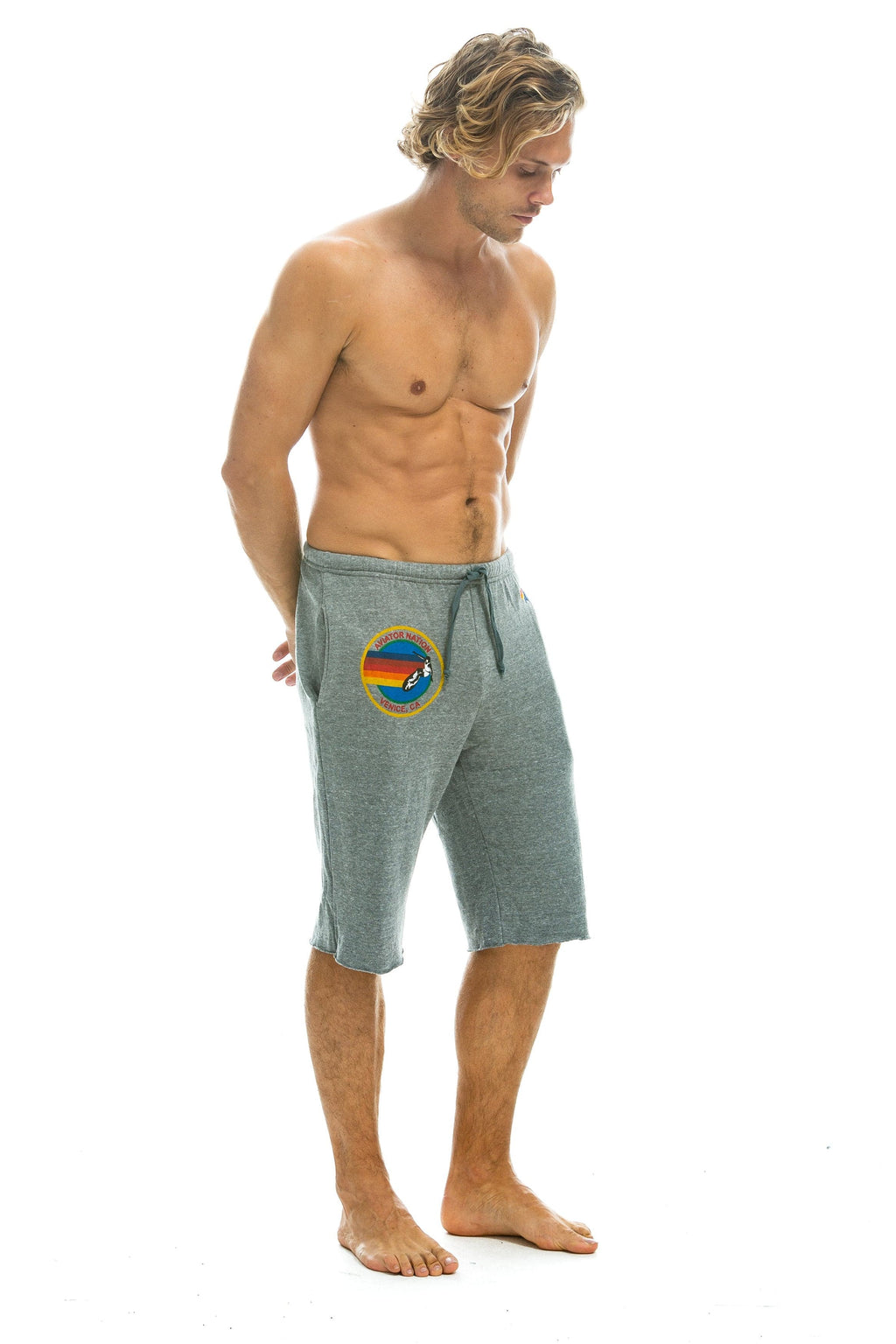 Retro AVIATOR NATION VENICE SWEATSHORTS - HEATHER GREY