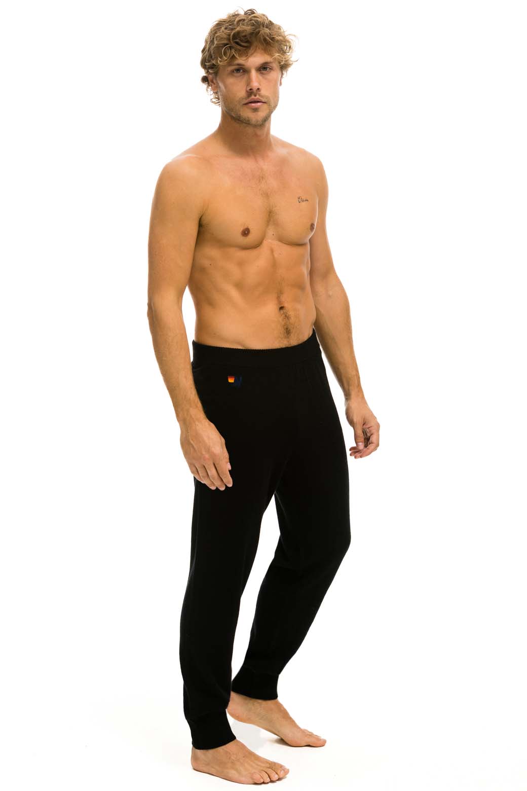 Retro MENS BOLT CASHMERE LIGHT SWEATER PANT - BLACK WHITE BOLT