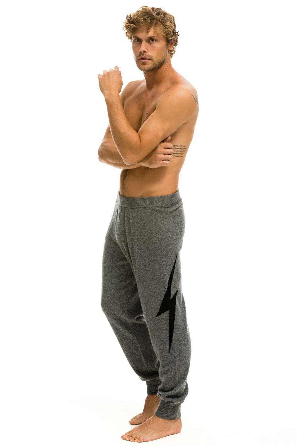Retro MENS BOLT CASHMERE LIGHT SWEATER PANT - DEEP HEATHER BLACK BOLT