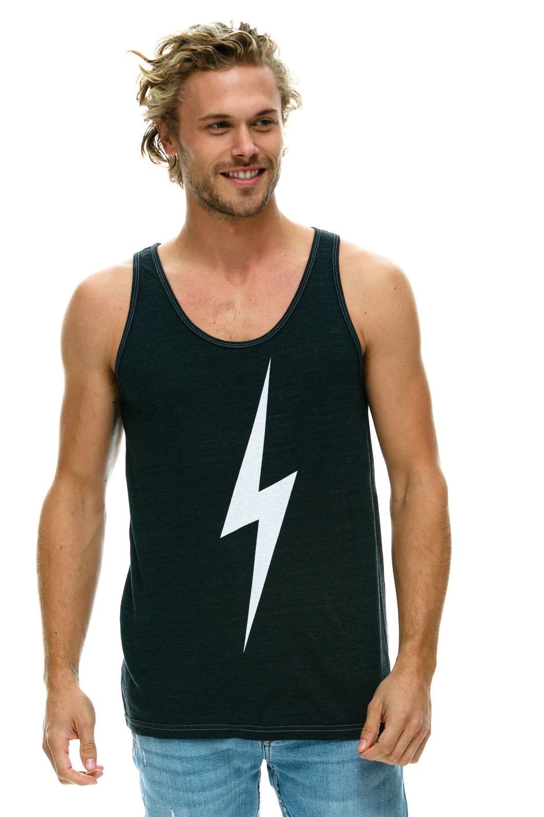 Retro MENS BOLT TANK - CHARCOAL