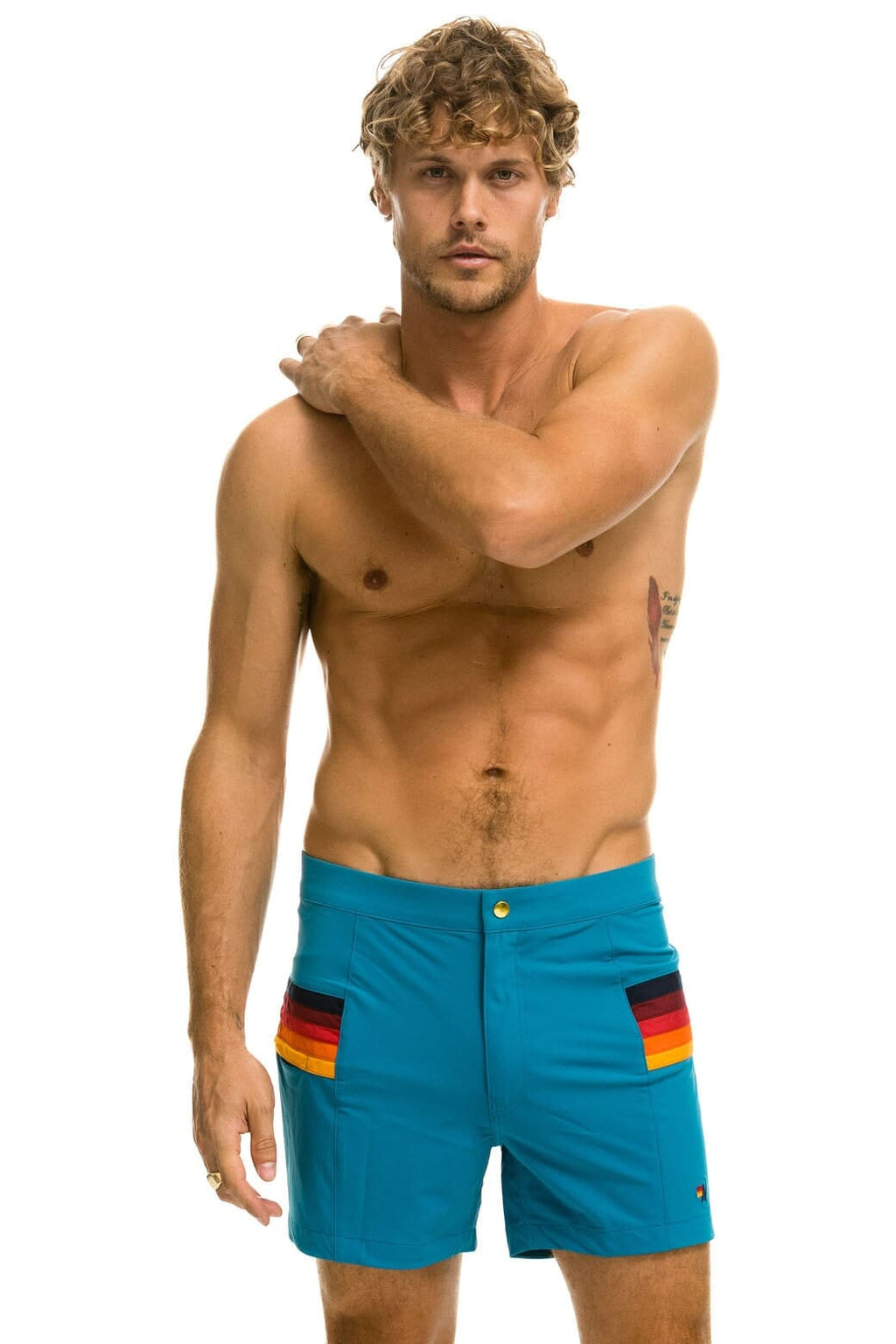 Retro MENS HORIZONTAL 5 STRIPE FLEX SHORTS - ANTIGUA