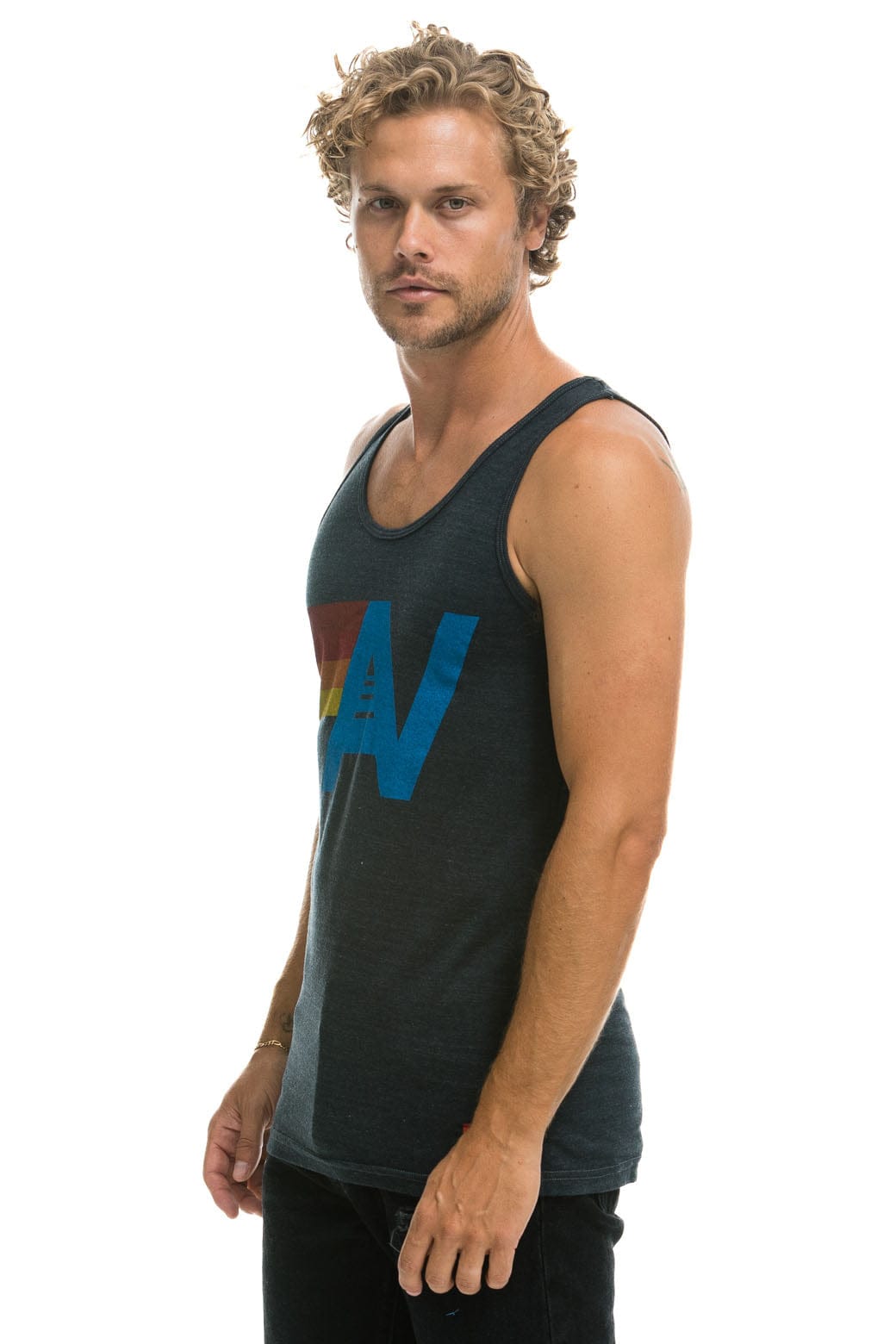 Retro MENS LOGO TANK - CHARCOAL