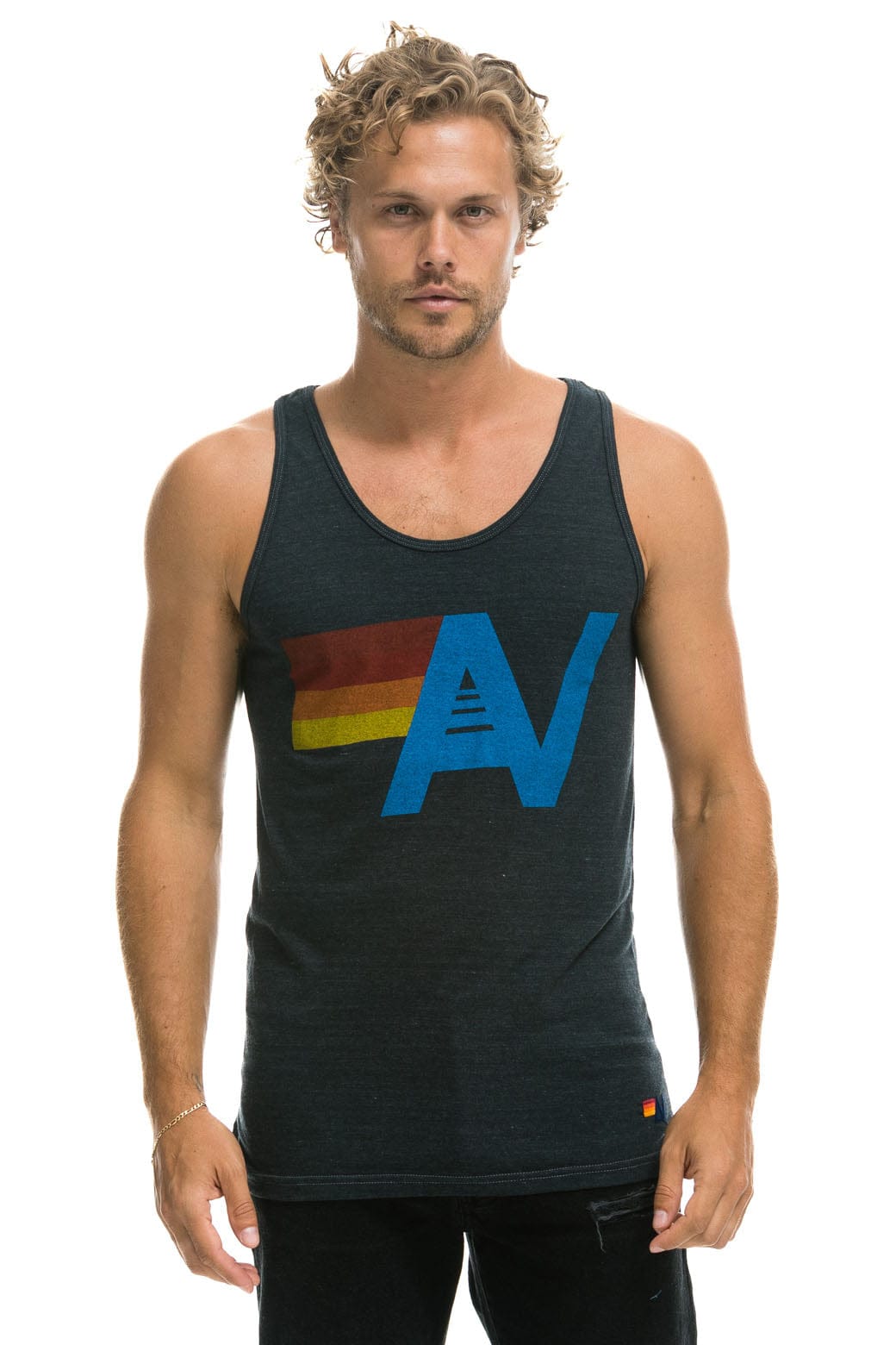 Retro MENS LOGO TANK - CHARCOAL