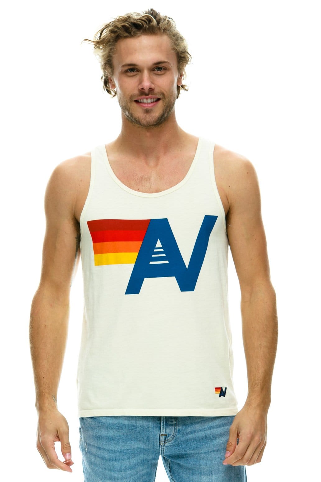 Retro MENS LOGO TANK - VINTAGE WHITE