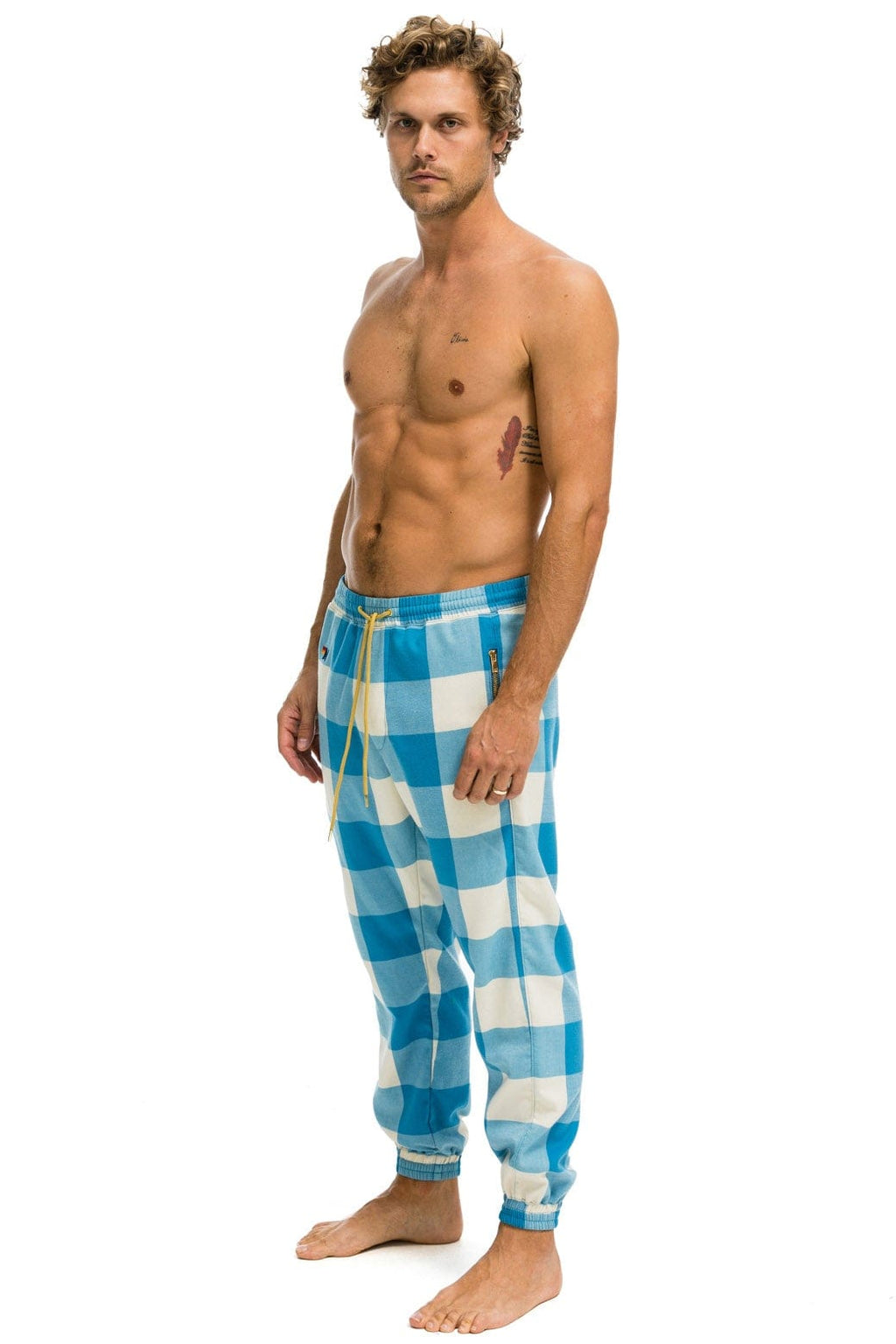 Retro UNISEX PLAID LODGE PANT - SKY PLAID