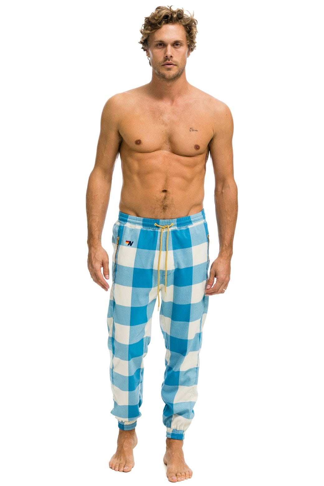 Retro UNISEX PLAID LODGE PANT - SKY PLAID