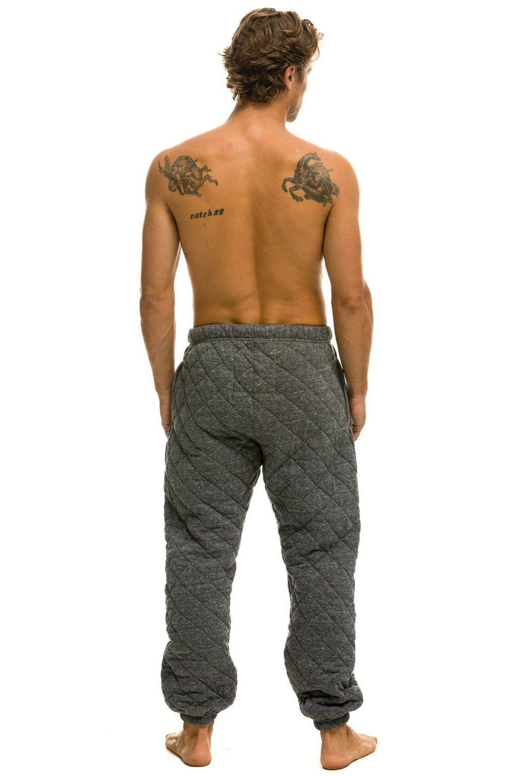 Retro QUILTED SWEATPANTS - HEATHER GREY