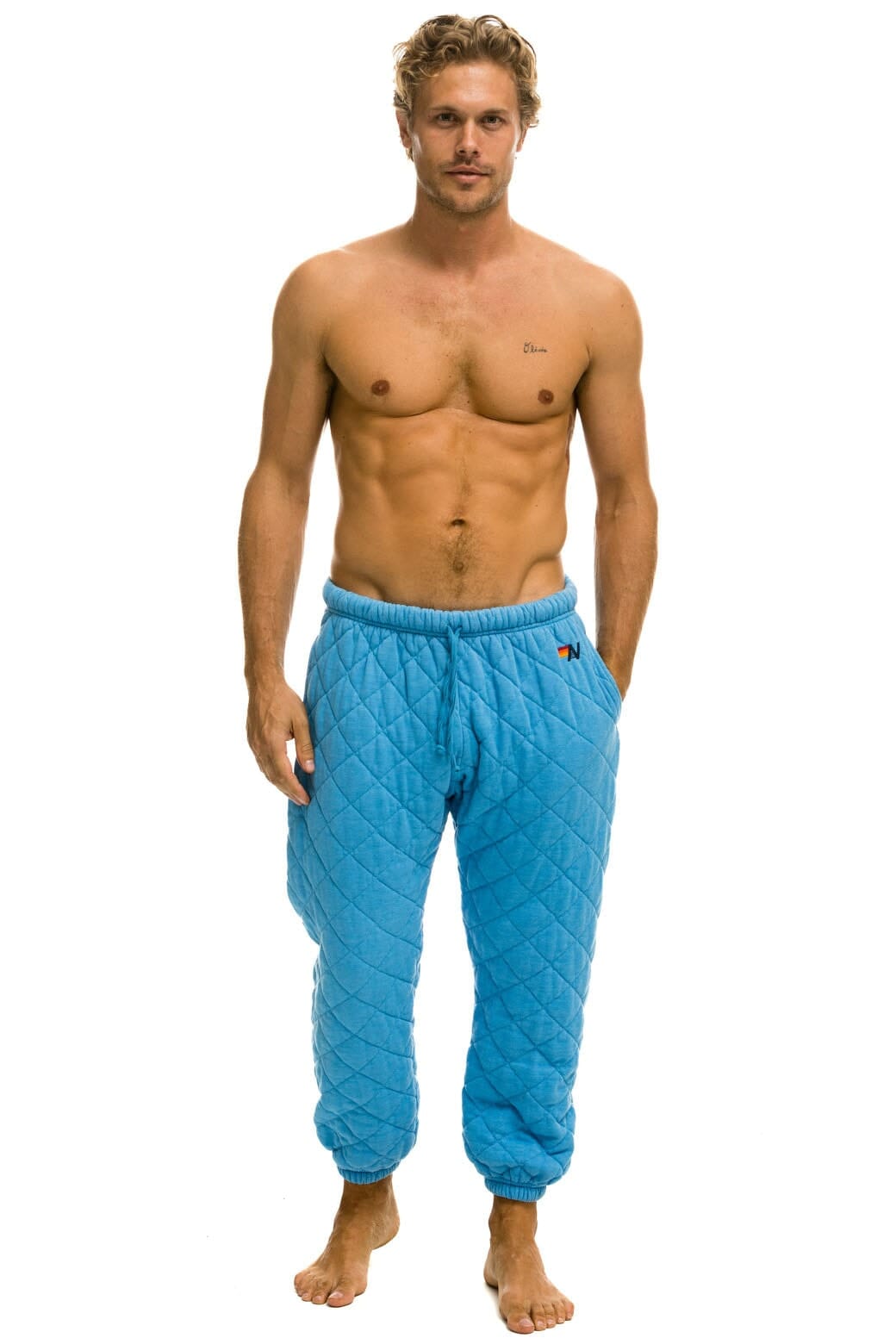 Retro QUILTED SWEATPANTS - OCEAN