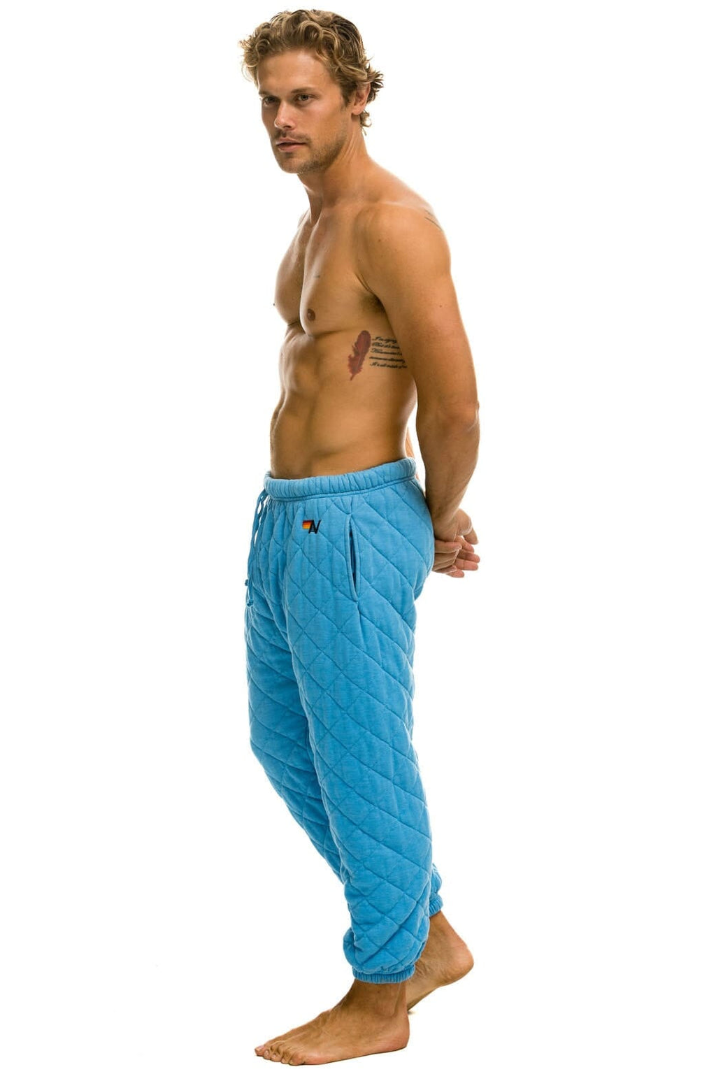 Retro QUILTED SWEATPANTS - OCEAN