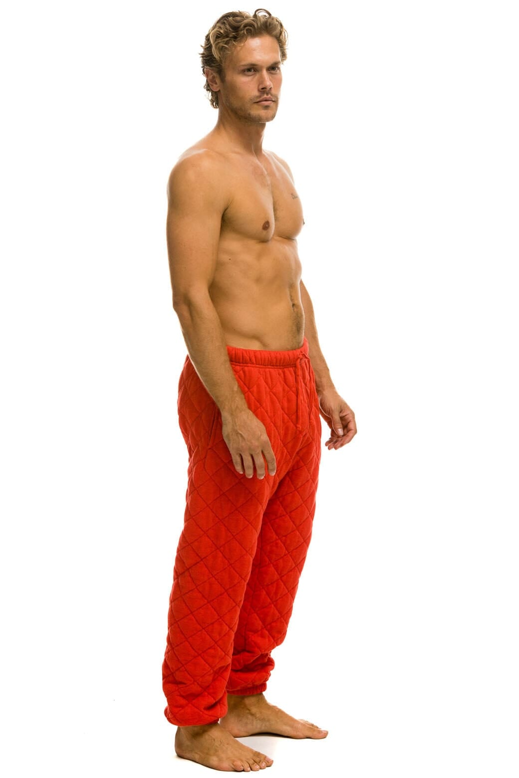 Retro QUILTED SWEATPANTS - RED