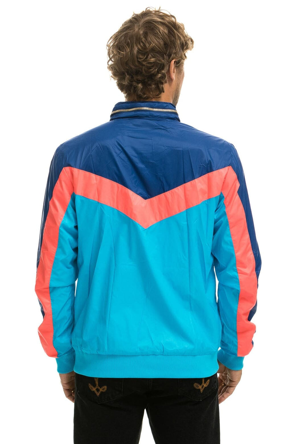 Retro MENS WINDBREAKER JACKET- NEON BLUE