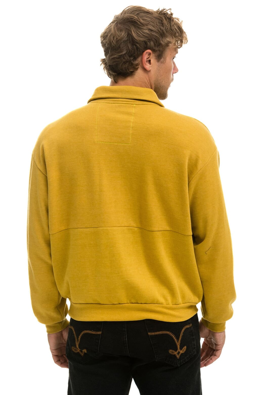 Retro MOUNTAIN EMBROIDERY HALF ZIP SWEATSHIRT - KHAKI