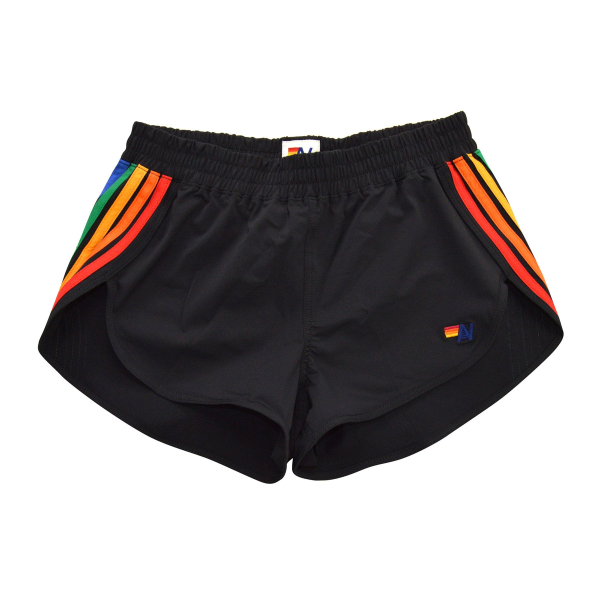 Retro WOMENS 5 STRIPE FLEX BOARD SHORTS - BLACK RAINBOW