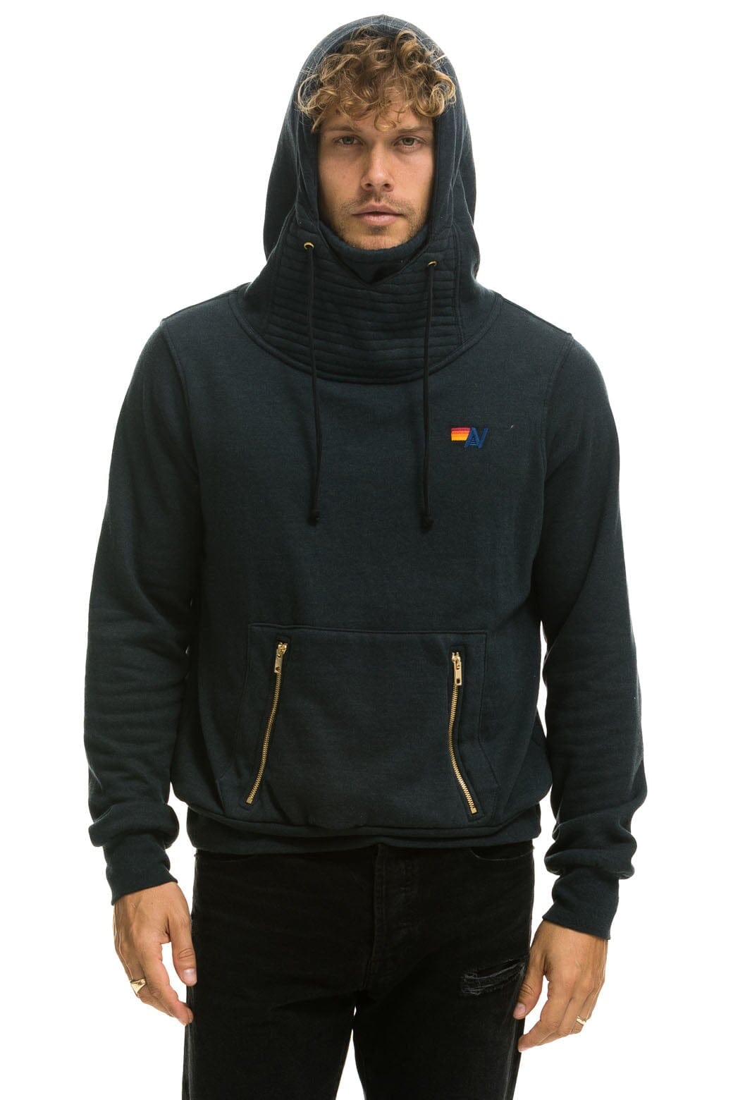 Retro NINJA PULLOVER HOODIE -CHARCOAL