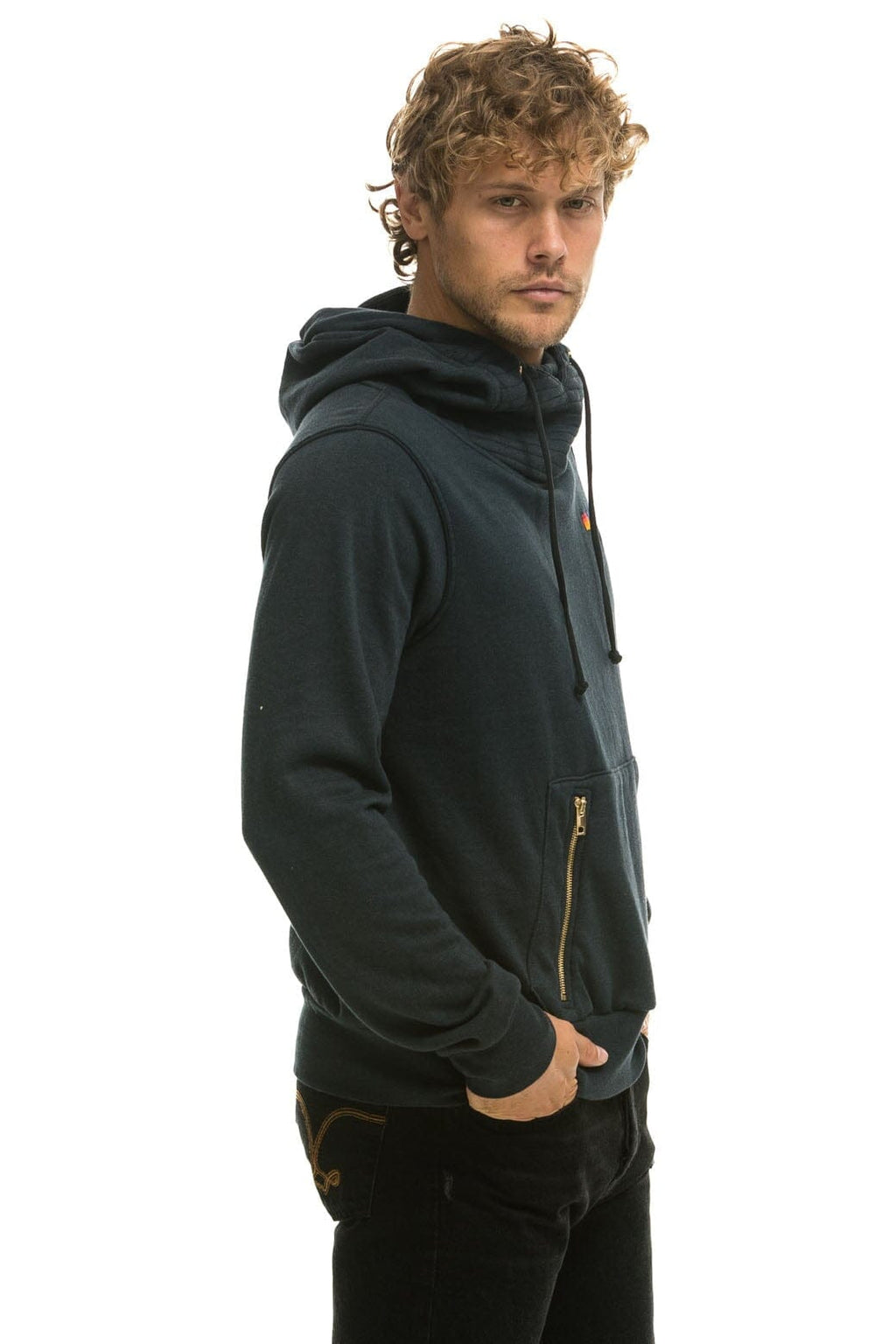 Retro NINJA PULLOVER HOODIE -CHARCOAL