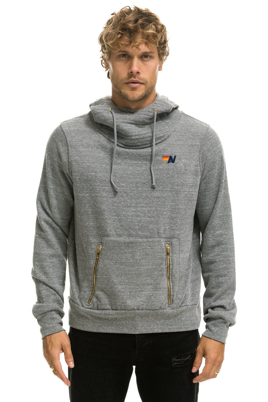 Retro NINJA PULLOVER HOODIE - HEATHER GREY