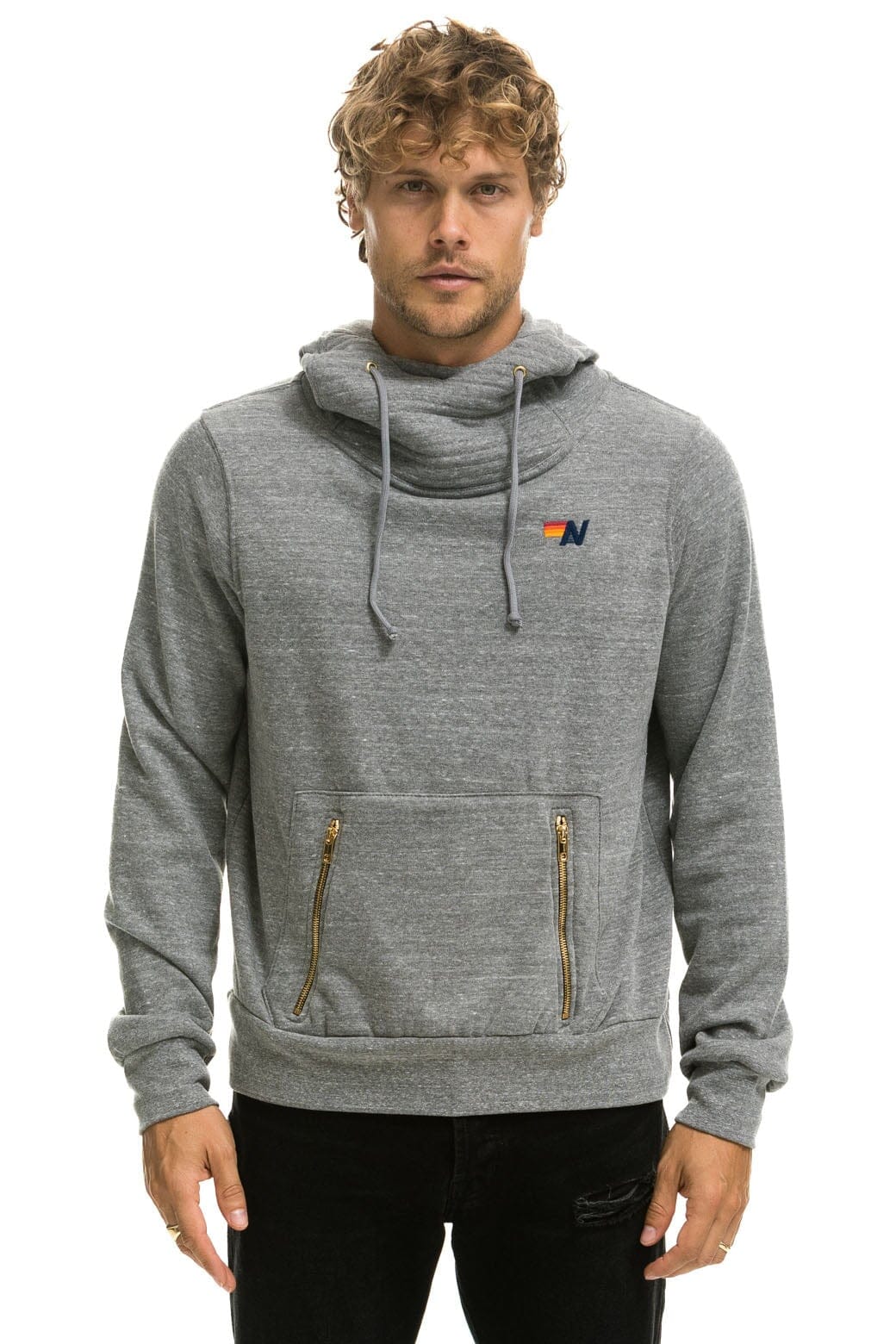 Retro NINJA PULLOVER HOODIE - HEATHER GREY