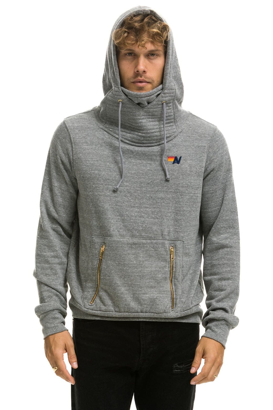 Retro NINJA PULLOVER HOODIE - HEATHER GREY