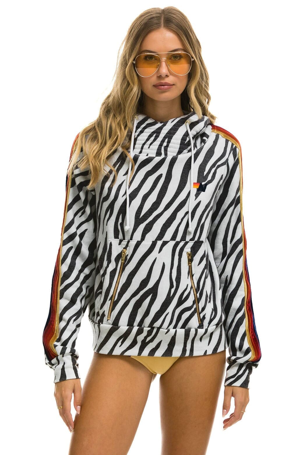 Retro NINJA PULLOVER HOODIE - ZEBRA
