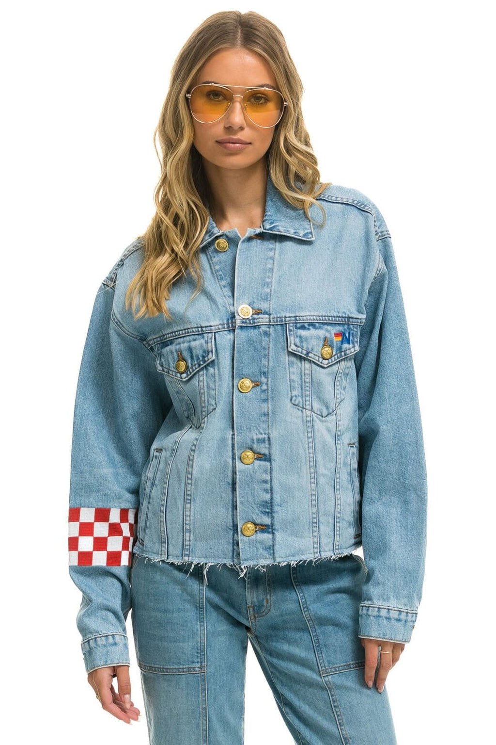 Retro LIVE FREE OVERSIZED CROP DENIM JACKET - SUPER LIGHT
