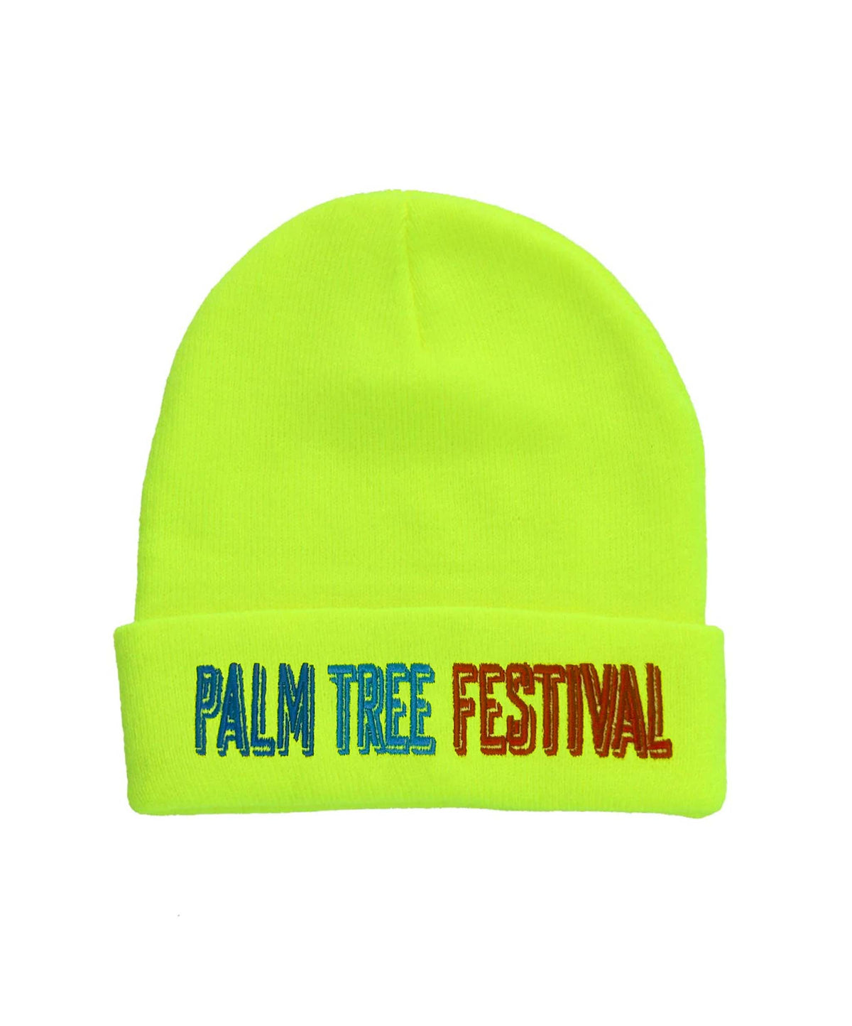 Retro PALM TREE FESTIVAL ASPEN 2023 BEANIE - NEON YELLOW