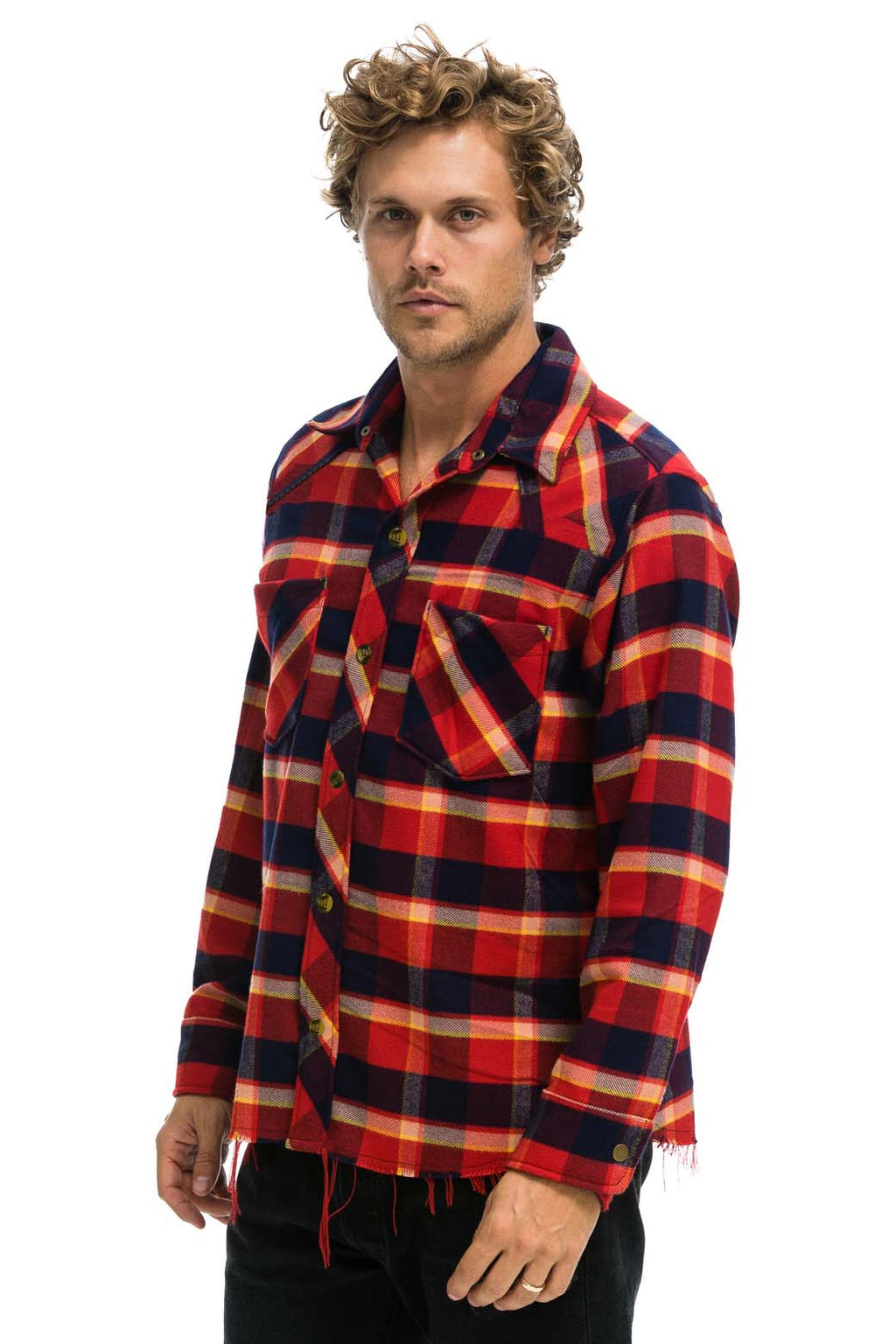 Retro PLAID FLANNEL LIGHT WEIGHT UNISEX WESTERN SHIRT - RUGBY PLAID