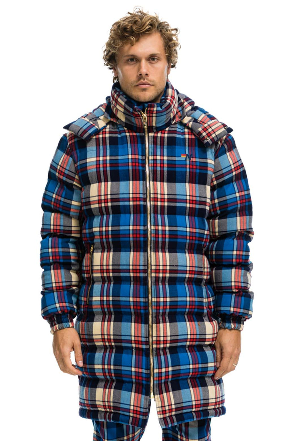 Retro PLAID UNISEX LONG TREKKER JACKET - PATRIOT PLAID