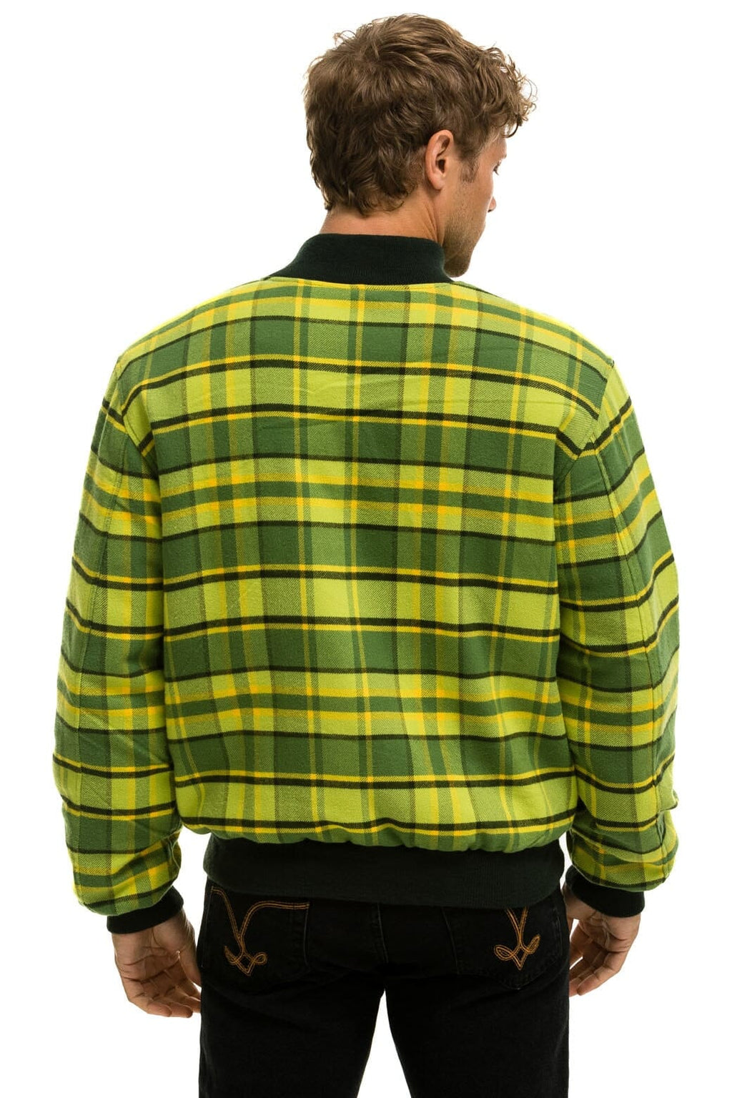 Retro PLAID UNISEX VARSITY JACKET - AVOCADO PLAID