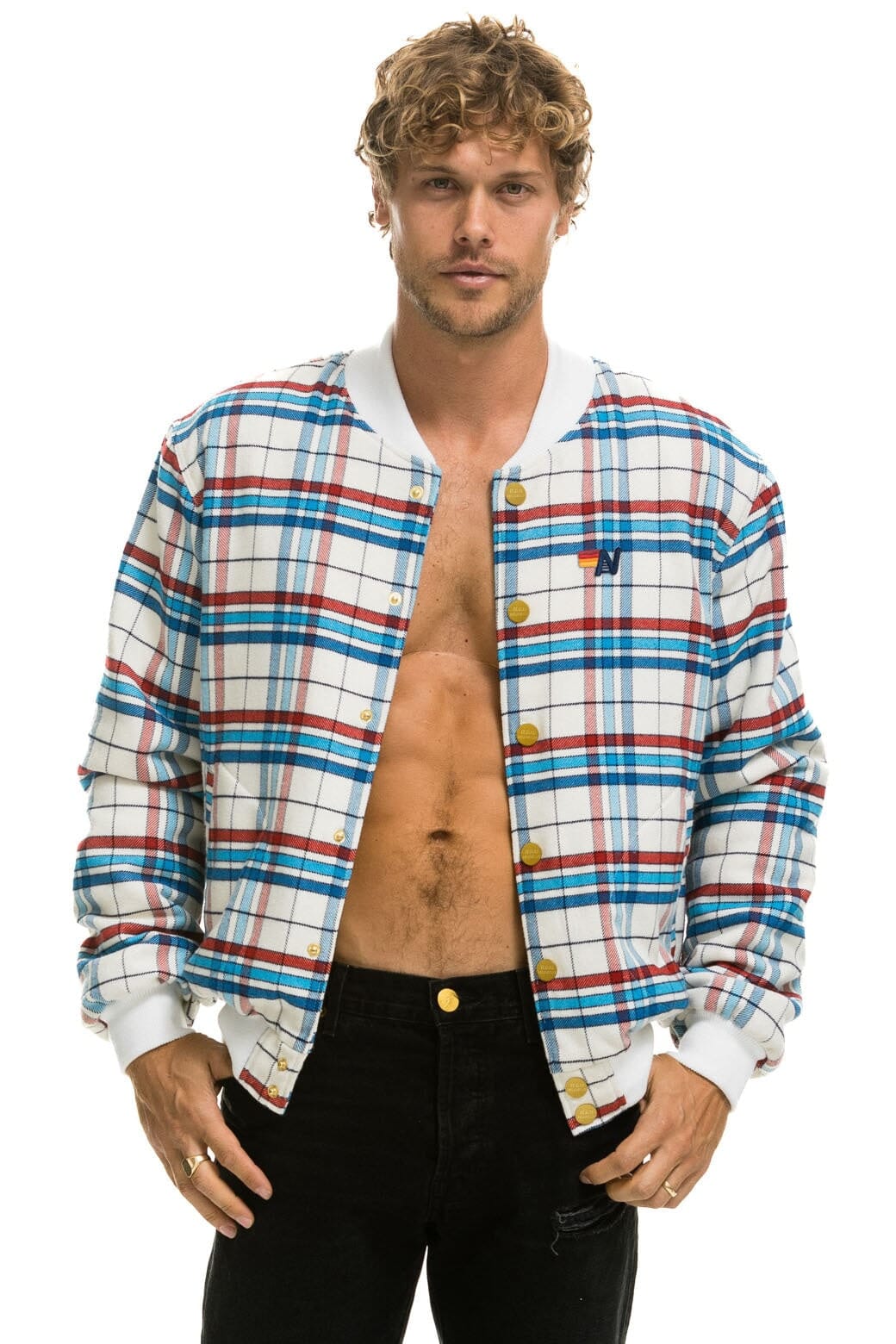 Retro PLAID UNISEX VARSITY JACKET - MONTAUK PLAID