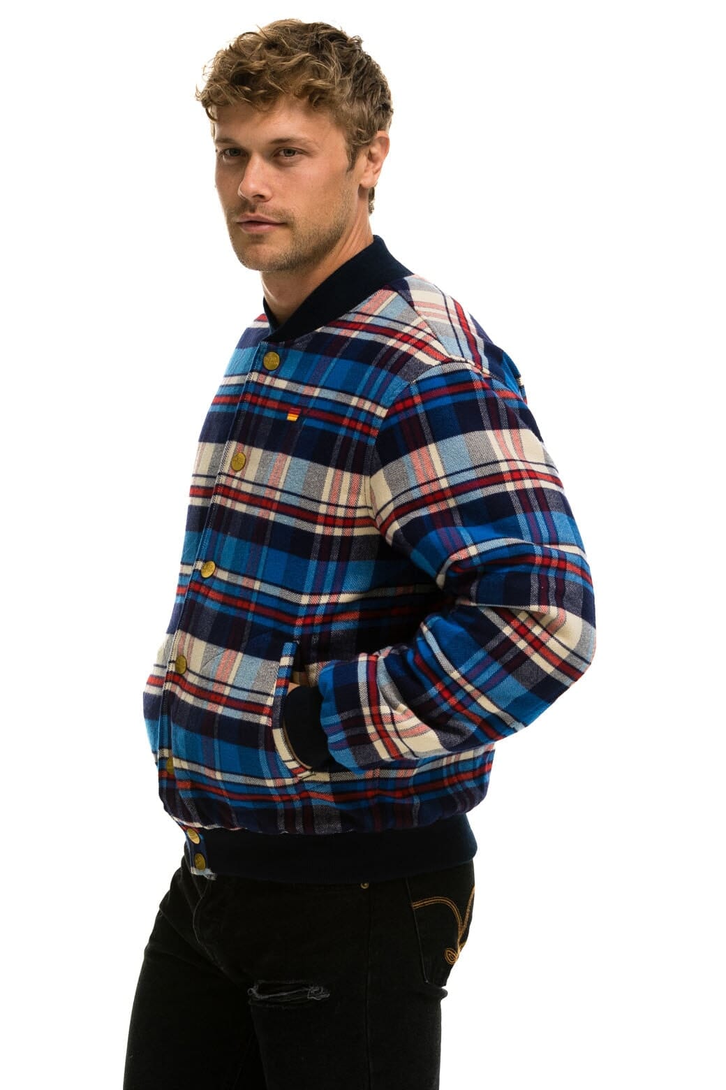 Retro PLAID UNISEX VARSITY JACKET - PATRIOT PLAID