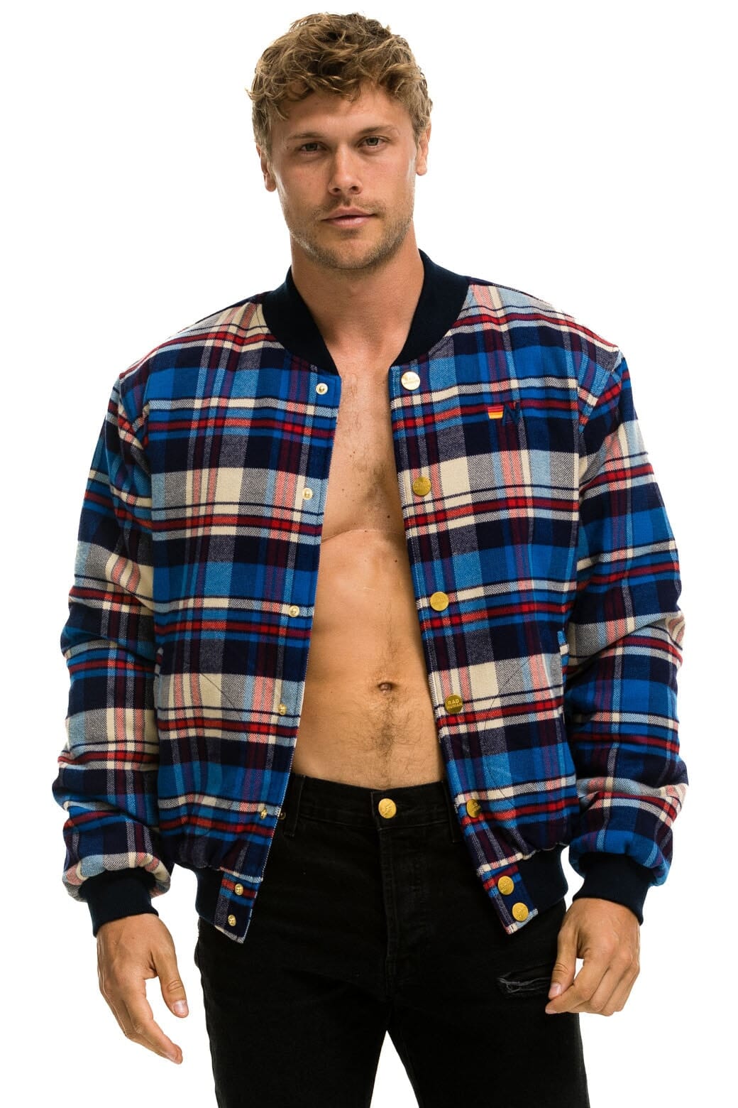Retro PLAID UNISEX VARSITY JACKET - PATRIOT PLAID