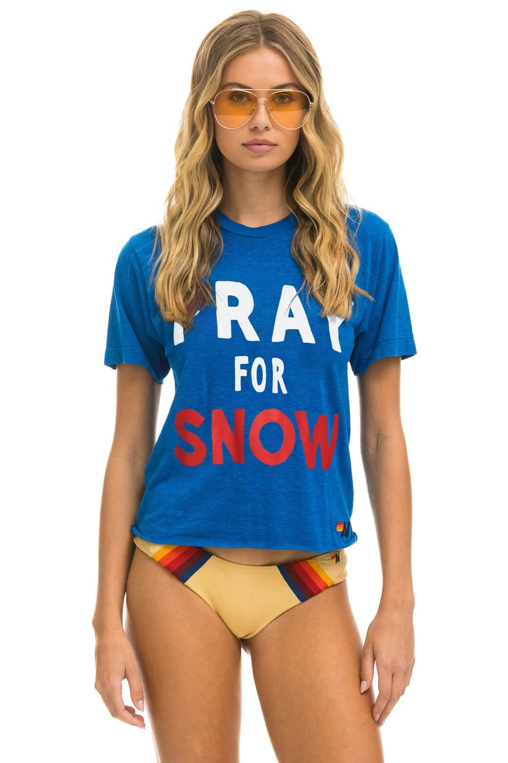 Retro PRAY FOR SNOW BOYFRIEND TEE - OCEAN