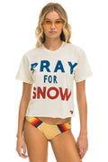 Retro PRAY FOR SNOW BOYFRIEND TEE - VINTAGE WHITE