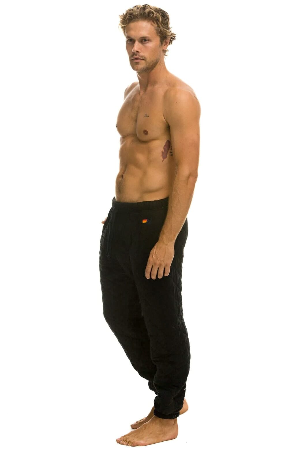 Retro QUILTED SWEATPANTS - BLACK