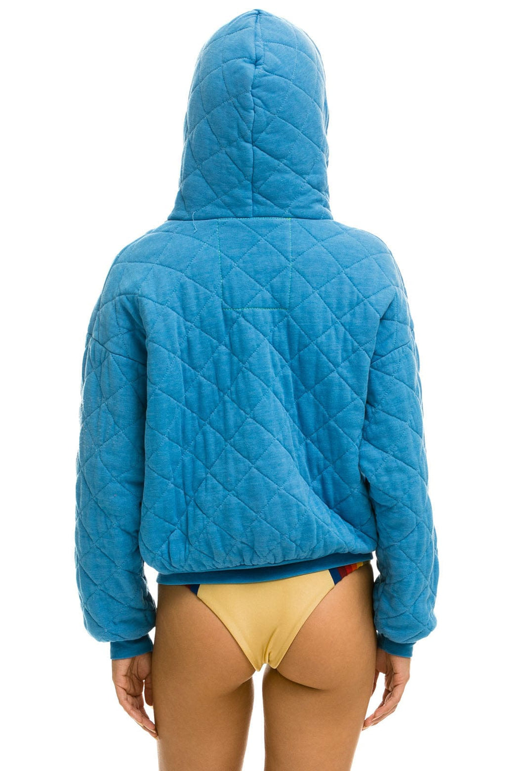 Retro QUILTED ZIP HOODIE RELAXED - OCEAN