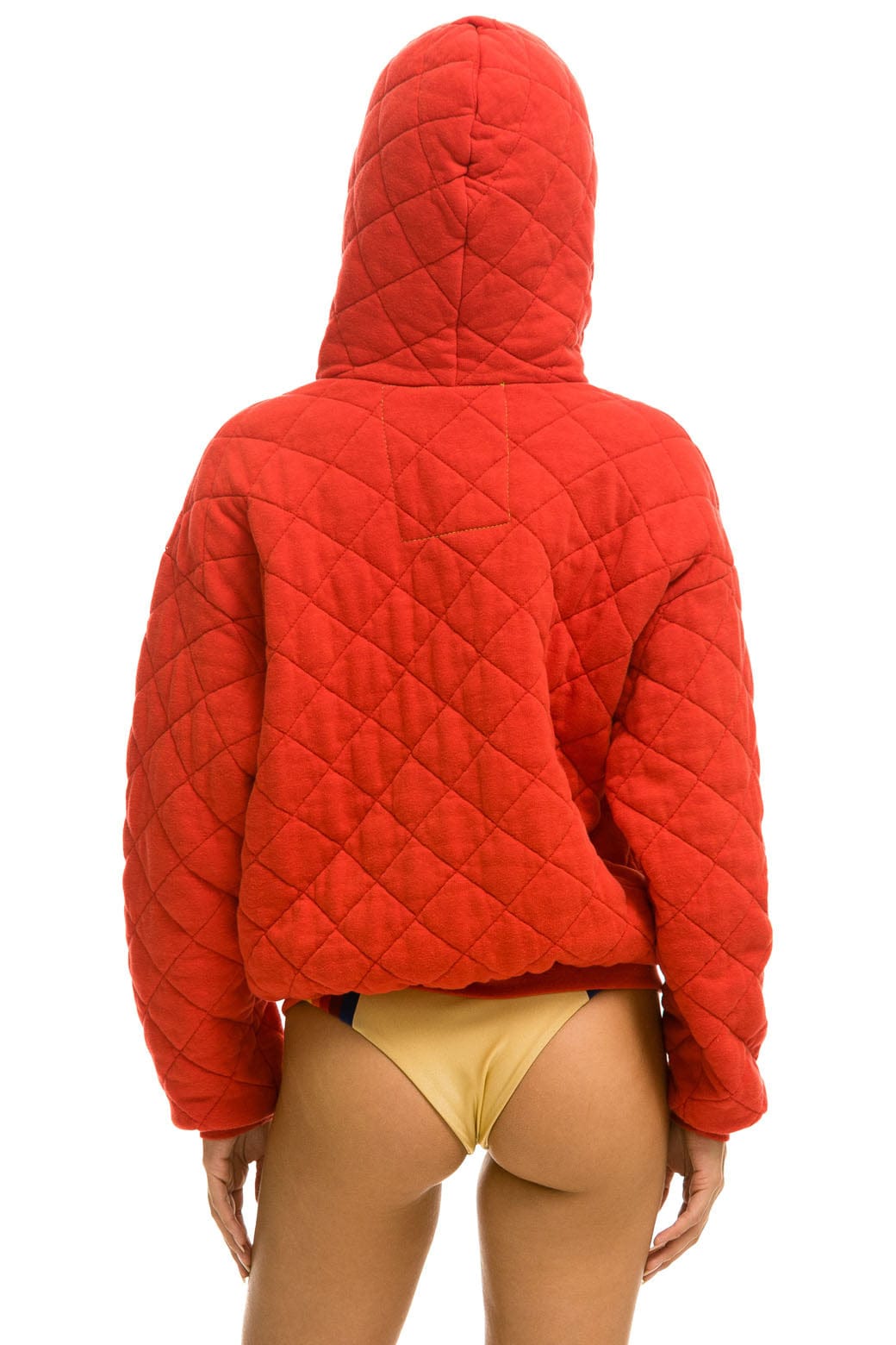Retro QUILTED ZIP HOODIE RELAXED - RED