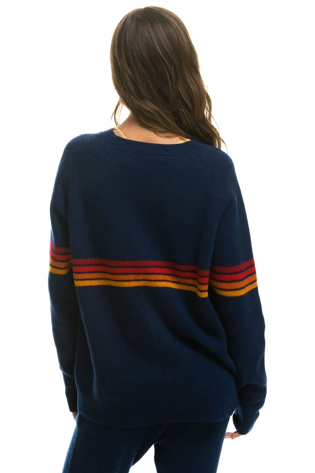 Retro RAINBOW STRIPE 4 UNISEX CASHMERE SWEATER - MIDNIGHT