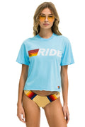 Retro RIDE LOGO WHITE BOYFRIEND TEE - SKY