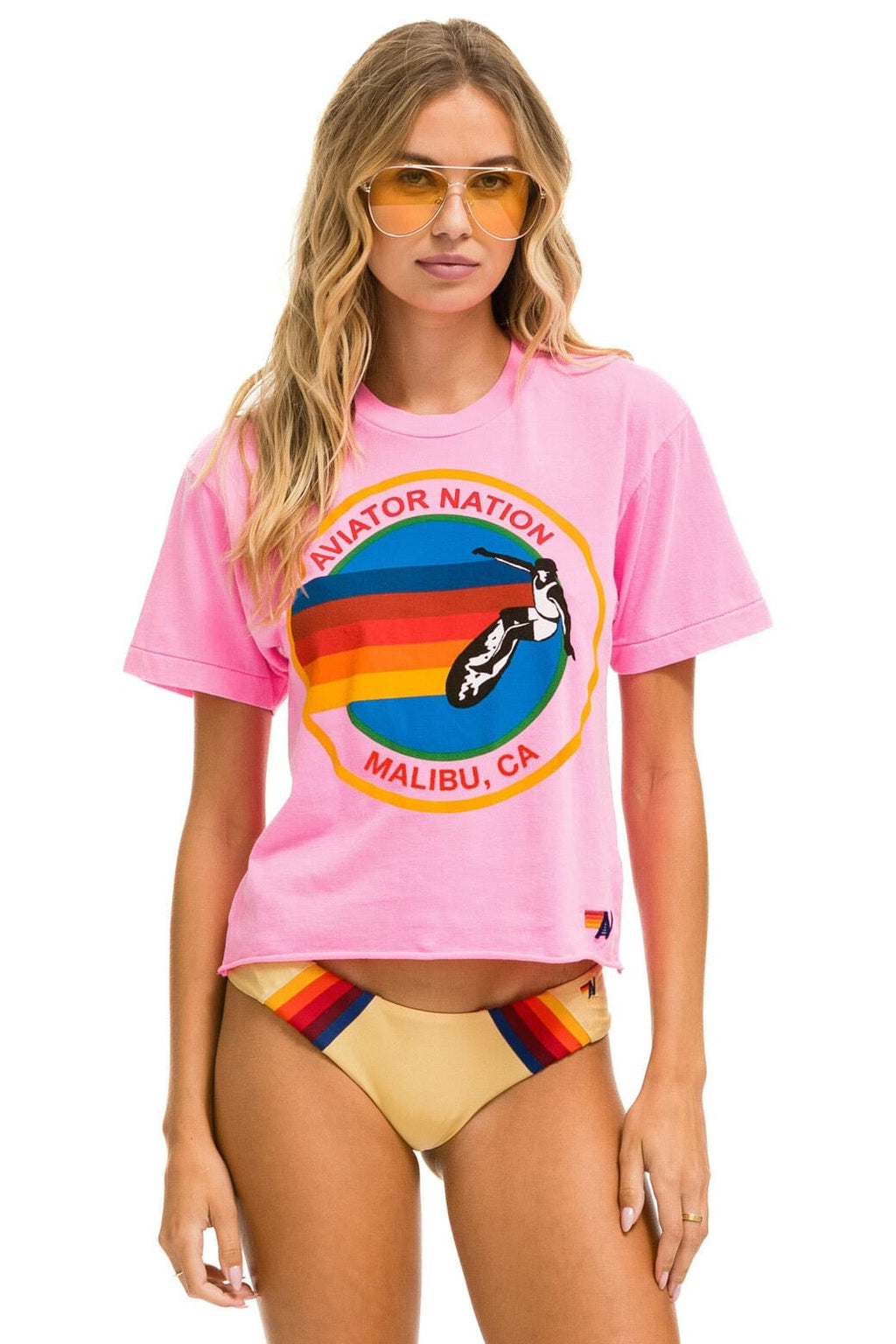 Retro SIGNATURE MALIBU BOYFRIEND TEE - NEON PINK