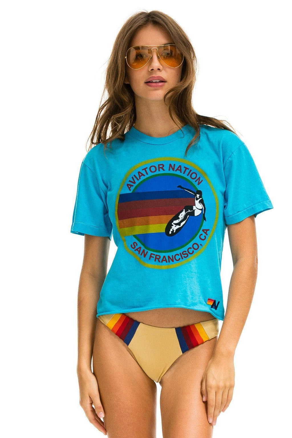 Retro SIGNATURE SAN FRANCISCO BOYFRIEND TEE - NEON BLUE