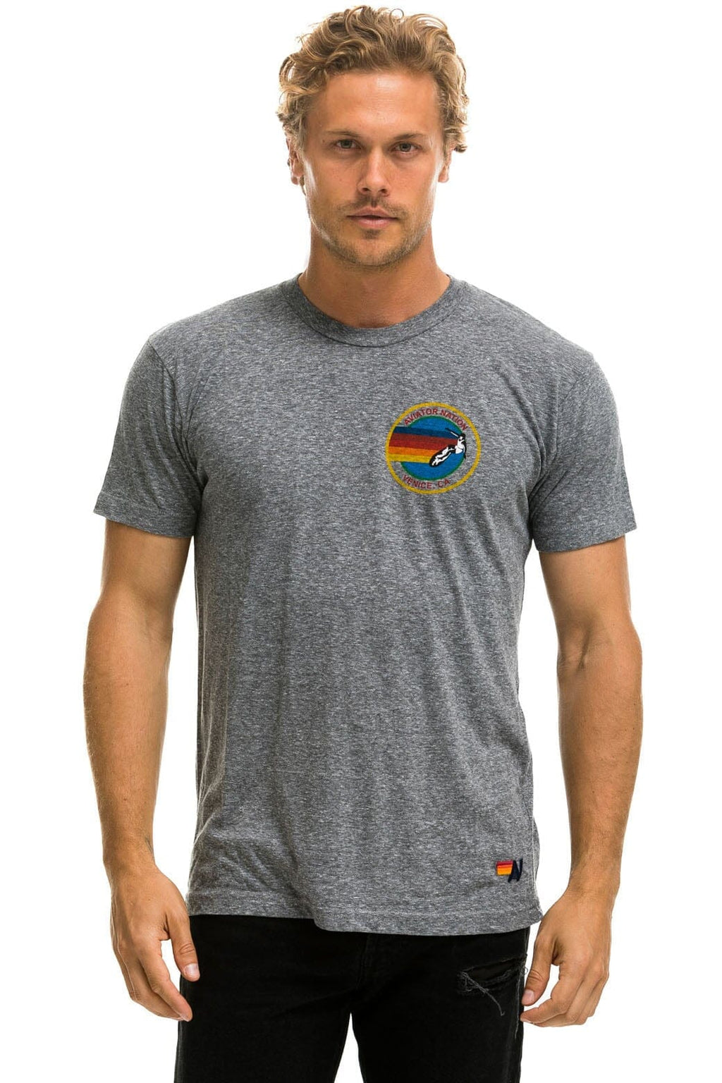 Retro SIGNATURE SMALL VENICE CIRCLE LOGO TEE - HEATHER GREY