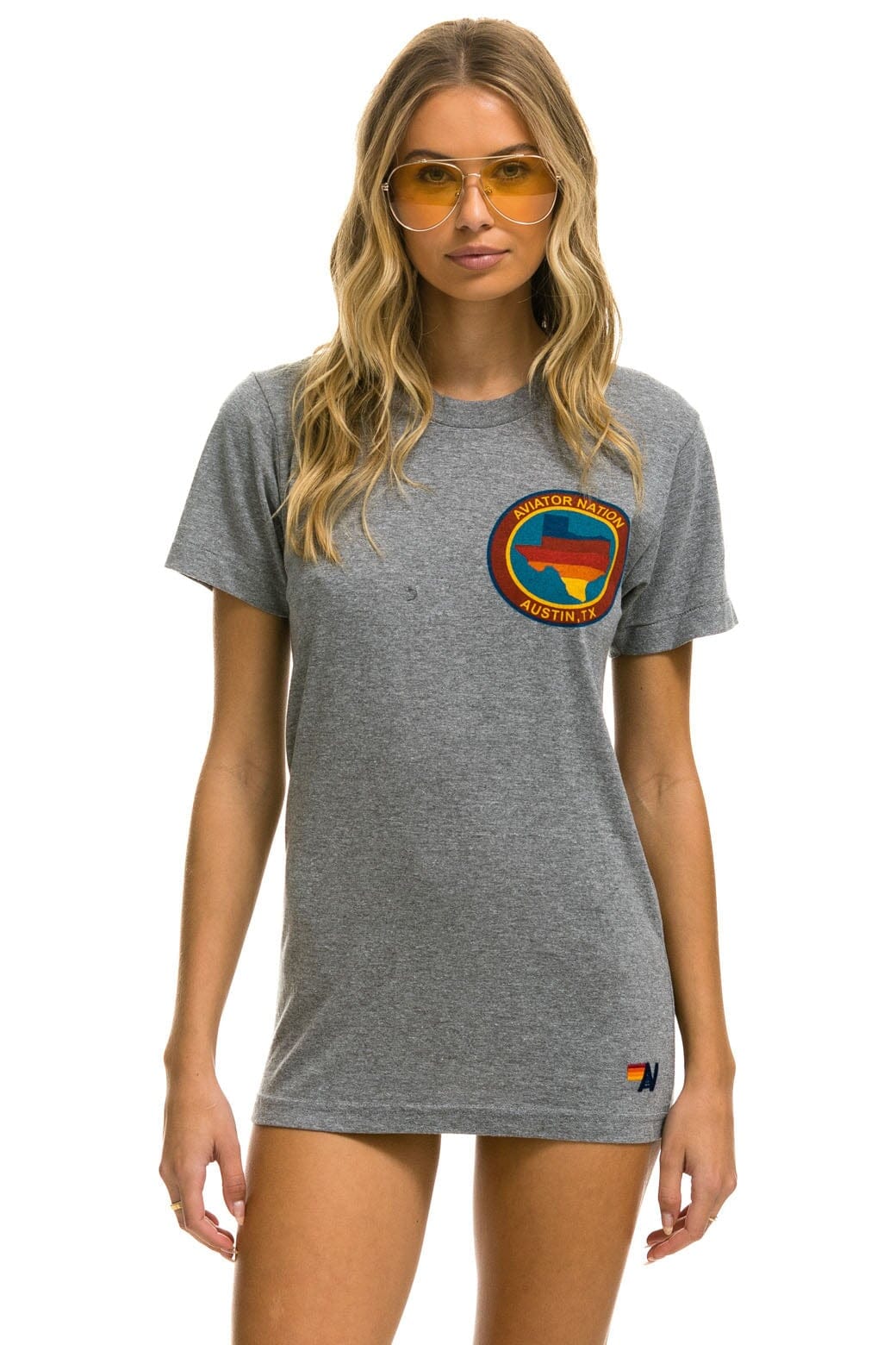 Retro SIGNATURE TEXAS SMALL LOGO TEE - HEATHER GREY