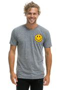 Retro SMILEY 2 CREW TEE - HEATHER GREY