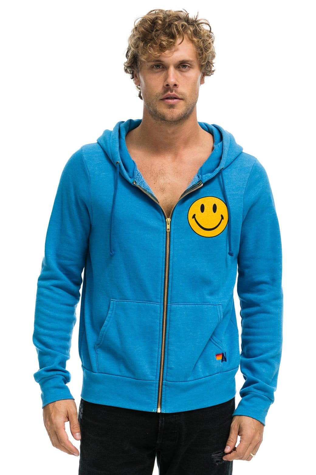 Retro SMILEY 2 HOODIE - OCEAN