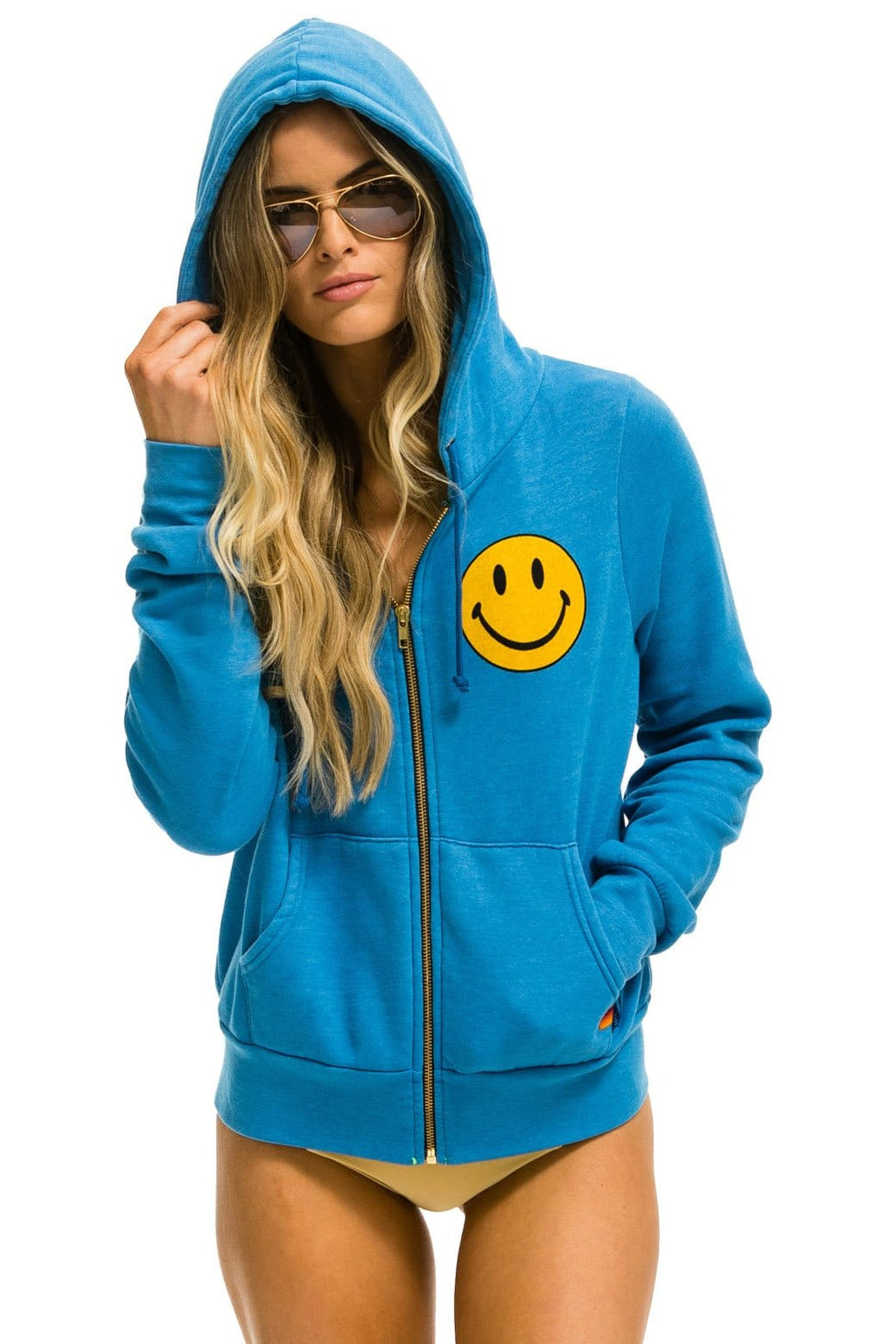 Retro SMILEY 2 HOODIE - OCEAN