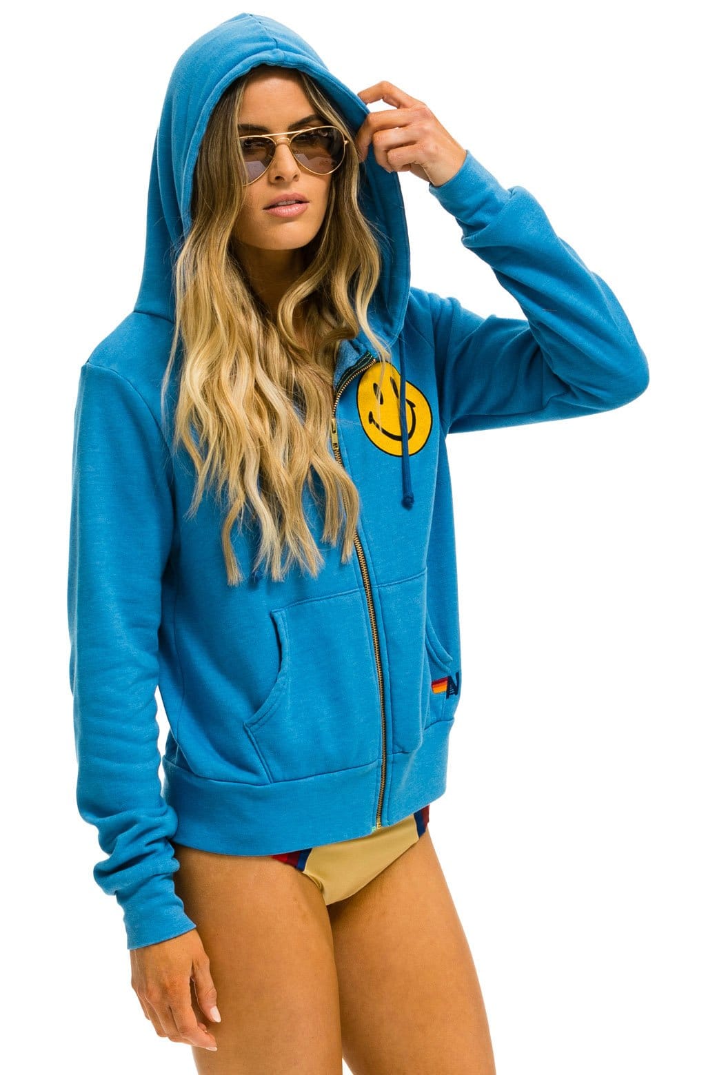 Retro SMILEY 2 HOODIE - OCEAN