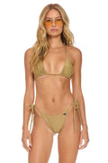 Retro SPARKLE TURKS SIDE TIE CHEEKY BIKINI BOTTOMS - SAND