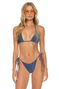 Retro SPARKLE TURKS TRIANGLE BIKINI TOP - NAVY