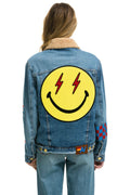 Retro STOKED BOLT SMILEY RANCH SHERPA DENIM JACKET- SUPER LIGHT