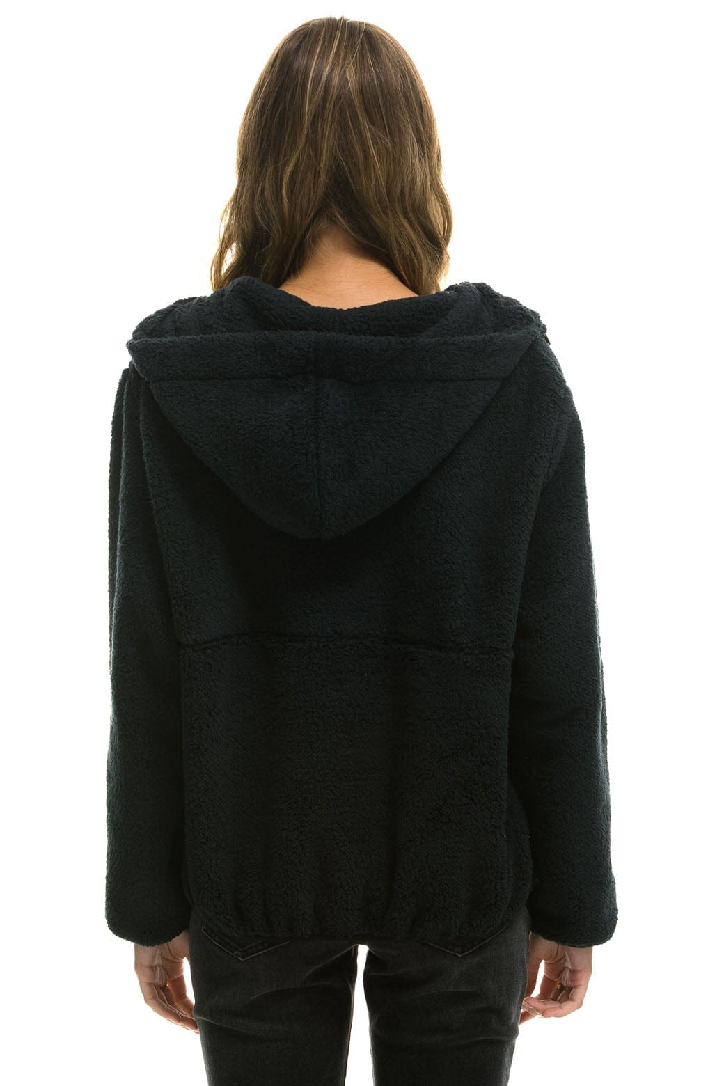 Retro TEDDY APRES HOODED HALF ZIP JACKET - BLACK